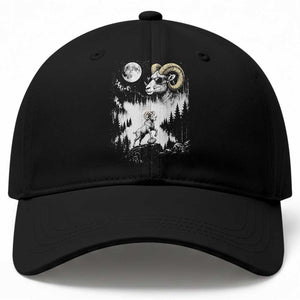 Cool Ram Wearing Sunglasses Moon Nature Vintage Graphic Baseball Cap TS12 Print Your Wear