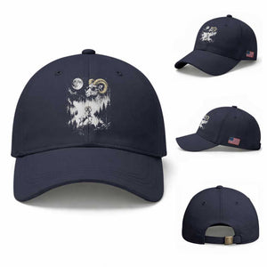 Cool Ram Wearing Sunglasses Moon Nature Vintage Graphic Baseball Cap TS12 Baseball Cap Universal Fit Navy Print Your Wear
