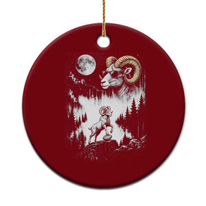Cool Ram Wearing Sunglasses Moon Nature Vintage Graphic Ceramic Ornament TS12 1pc Red Print Your Wear