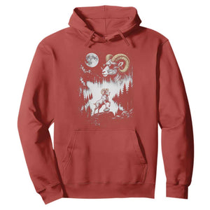 Cool Ram Wearing Sunglasses Moon Nature Vintage Graphic Hoodie TS12 Red Print Your Wear