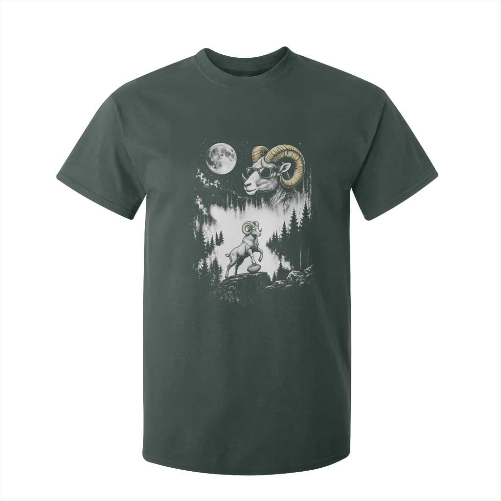 Cool Ram Wearing Sunglasses Moon Nature Vintage Graphic T Shirt For Kid TS12 Dark Forest Green Print Your Wear