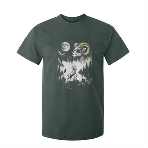 Cool Ram Wearing Sunglasses Moon Nature Vintage Graphic T Shirt For Kid TS12 Dark Forest Green Print Your Wear