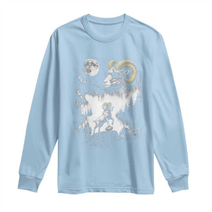 Cool Ram Wearing Sunglasses Moon Nature Vintage Graphic Long Sleeve Shirt TS12 Light Blue Print Your Wear