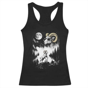Cool Ram Wearing Sunglasses Moon Nature Vintage Graphic Racerback Tank Top TS12 Black Print Your Wear