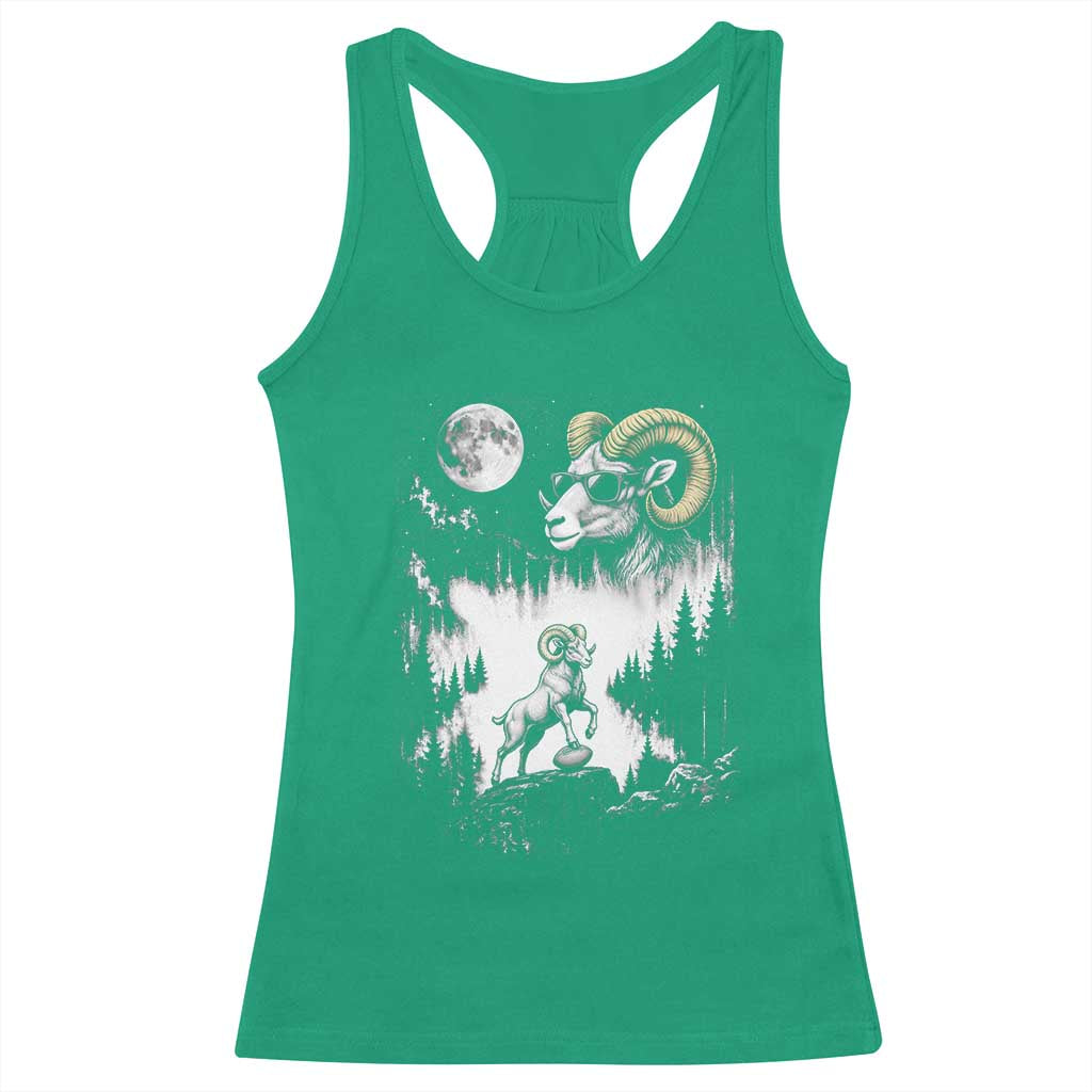Cool Ram Wearing Sunglasses Moon Nature Vintage Graphic Racerback Tank Top TS12 Irish Green Print Your Wear