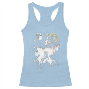 Cool Ram Wearing Sunglasses Moon Nature Vintage Graphic Racerback Tank Top TS12 Light Blue Print Your Wear