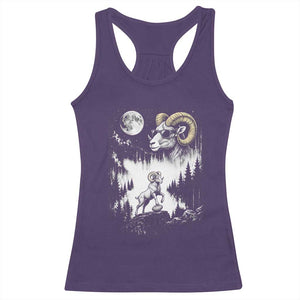 Cool Ram Wearing Sunglasses Moon Nature Vintage Graphic Racerback Tank Top TS12 Purple Print Your Wear