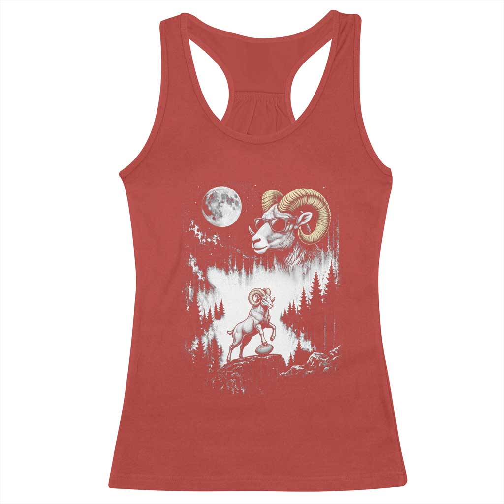 Cool Ram Wearing Sunglasses Moon Nature Vintage Graphic Racerback Tank Top TS12 Red Print Your Wear