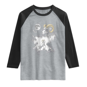 Cool Ram Wearing Sunglasses Moon Nature Vintage Graphic Raglan Shirt TS12 Heather Gray Black Print Your Wear