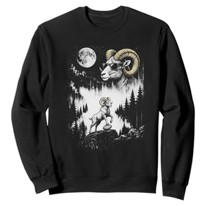Cool Ram Wearing Sunglasses Moon Nature Vintage Graphic Sweatshirt TS12 Black Print Your Wear