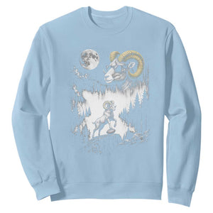 Cool Ram Wearing Sunglasses Moon Nature Vintage Graphic Sweatshirt TS12 Light Blue Print Your Wear