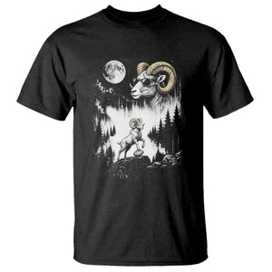 Cool Ram Wearing Sunglasses Moon Nature Vintage Graphic T Shirt TS12 Black Print Your Wear
