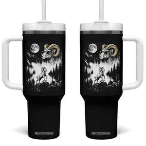 Cool Ram Wearing Sunglasses Moon Nature Vintage Graphic Tumbler With Handle TS12 One Size: 40 oz Black Print Your Wear