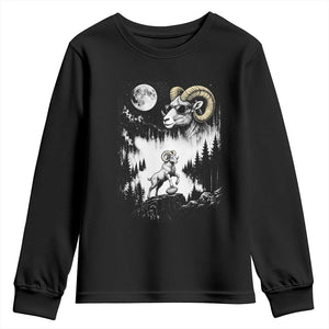 Cool Ram Wearing Sunglasses Moon Nature Vintage Graphic Youth Sweatshirt TS12 Black Print Your Wear