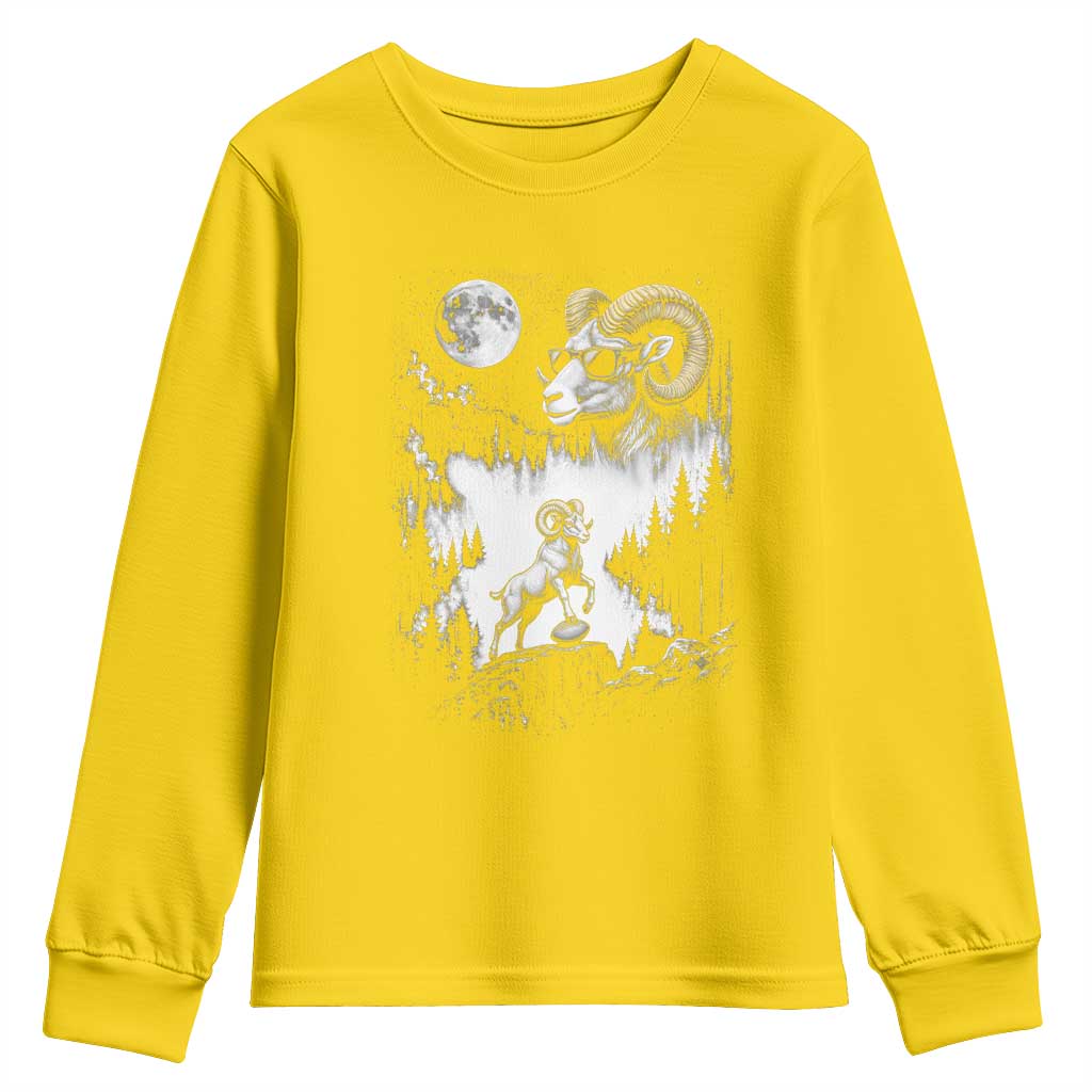 Cool Ram Wearing Sunglasses Moon Nature Vintage Graphic Youth Sweatshirt TS12 Daisy Print Your Wear