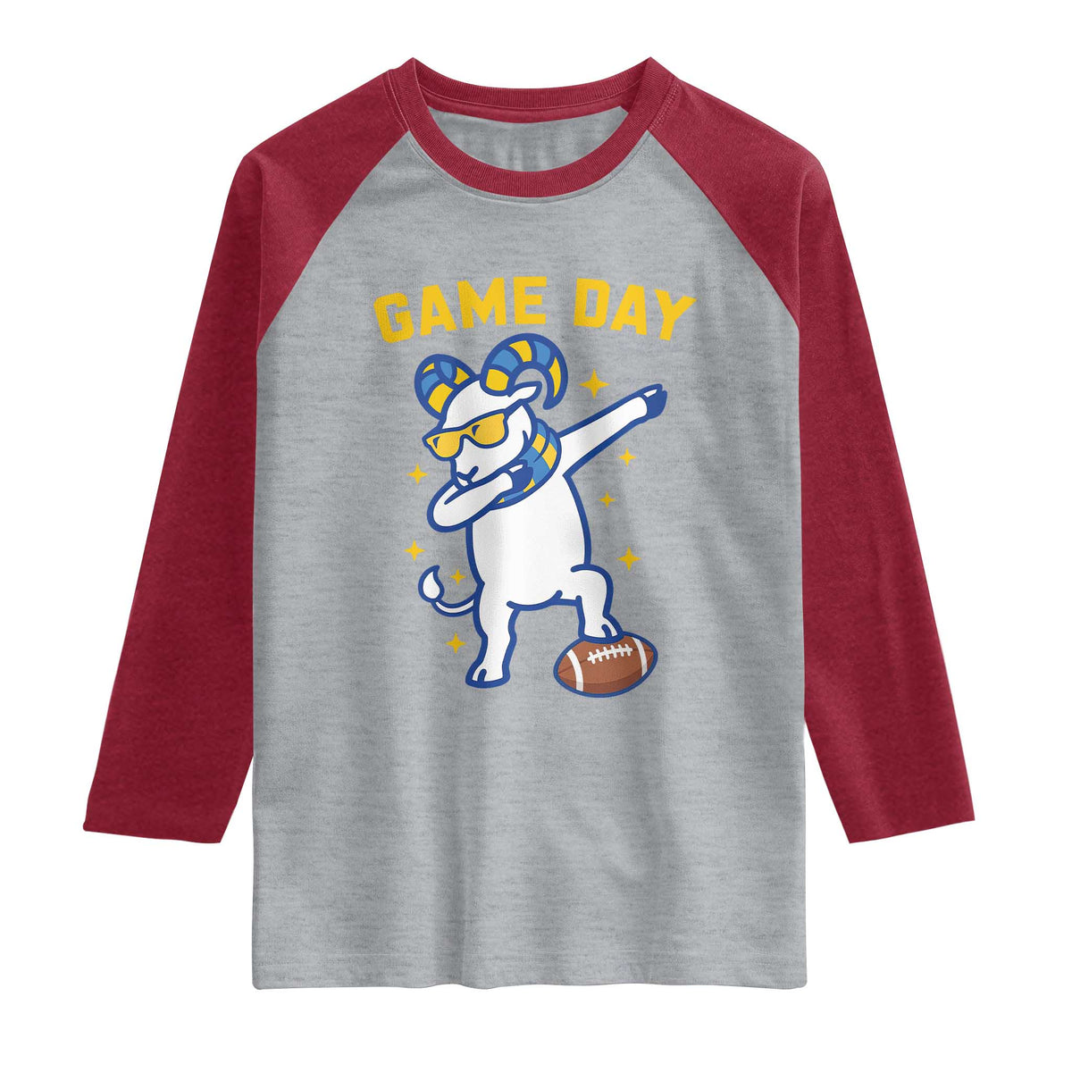Funny Dabbing Ram Raglan Shirt Los Angeles Sports Fan Gift TS12 Heather Gray Heather Red Print Your Wear