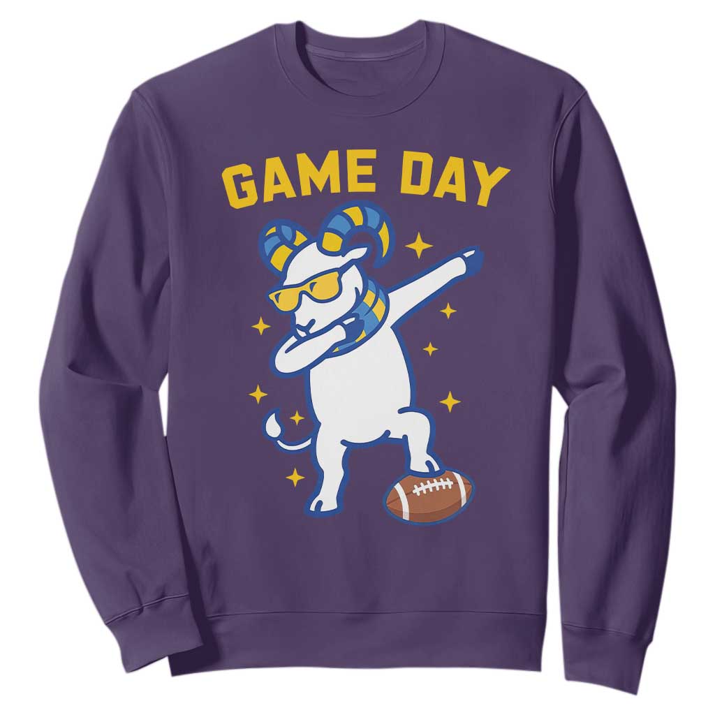 Funny Dabbing Ram Sweatshirt Los Angeles Sports Fan Gift TS12 Purple Print Your Wear