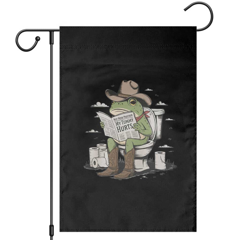 Funny Cowboy Frog Garden Flag Not Now Partner My Tummy Hurts TS12 Black Print Your Wear