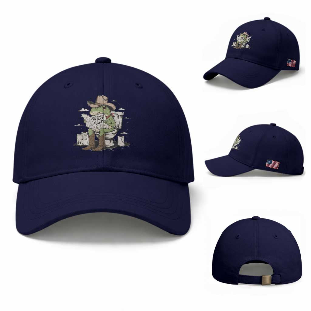 Funny Cowboy Frog Baseball Cap Not Now Partner My Tummy Hurts TS12 Baseball Cap Universal Fit Dark Blue Print Your Wear