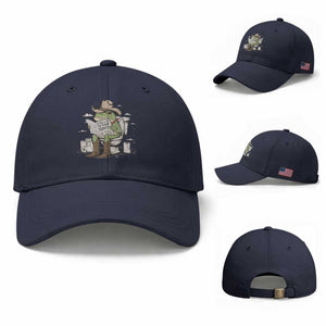 Funny Cowboy Frog Baseball Cap Not Now Partner My Tummy Hurts TS12 Baseball Cap Universal Fit Navy Print Your Wear