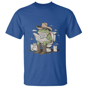 Funny Cowboy Frog T Shirt Not Now Partner My Tummy Hurts TS12 Royal Blue Print Your Wear