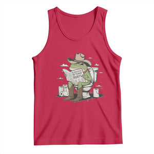 Funny Cowboy Frog Tank Top Not Now Partner My Tummy Hurts TS12 Red Print Your Wear