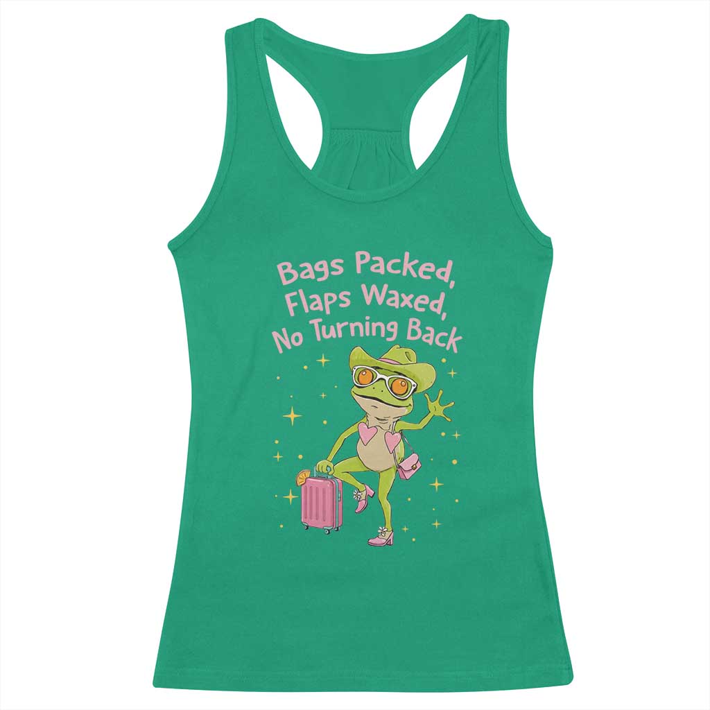 Funny Girls Trip Frog Racerback Tank Top Bags Packed Flaps Waxed TS12 Irish Green Print Your Wear