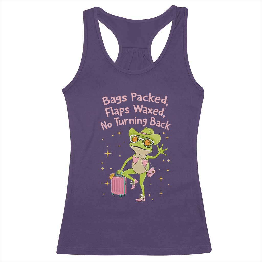 Funny Girls Trip Frog Racerback Tank Top Bags Packed Flaps Waxed TS12 Purple Print Your Wear