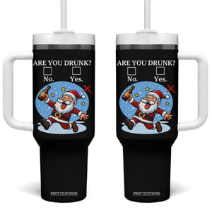 Funny Christmas Drinking Tumbler With Handle Are you Drunk Santa TS12 One Size: 40 oz Black Print Your Wear
