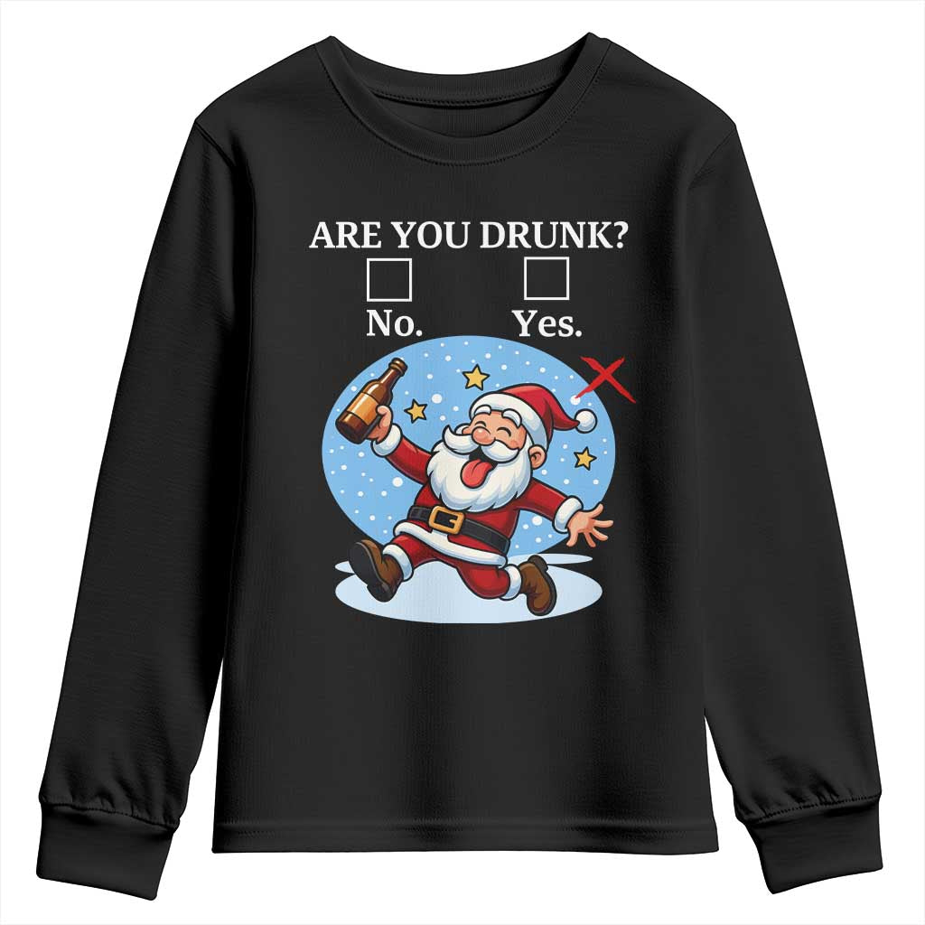 Funny Christmas Drinking Youth Sweatshirt Are you Drunk Santa TS12 Black Print Your Wear