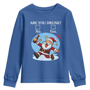 Funny Christmas Drinking Youth Sweatshirt Are you Drunk Santa TS12 Royal Blue Print Your Wear