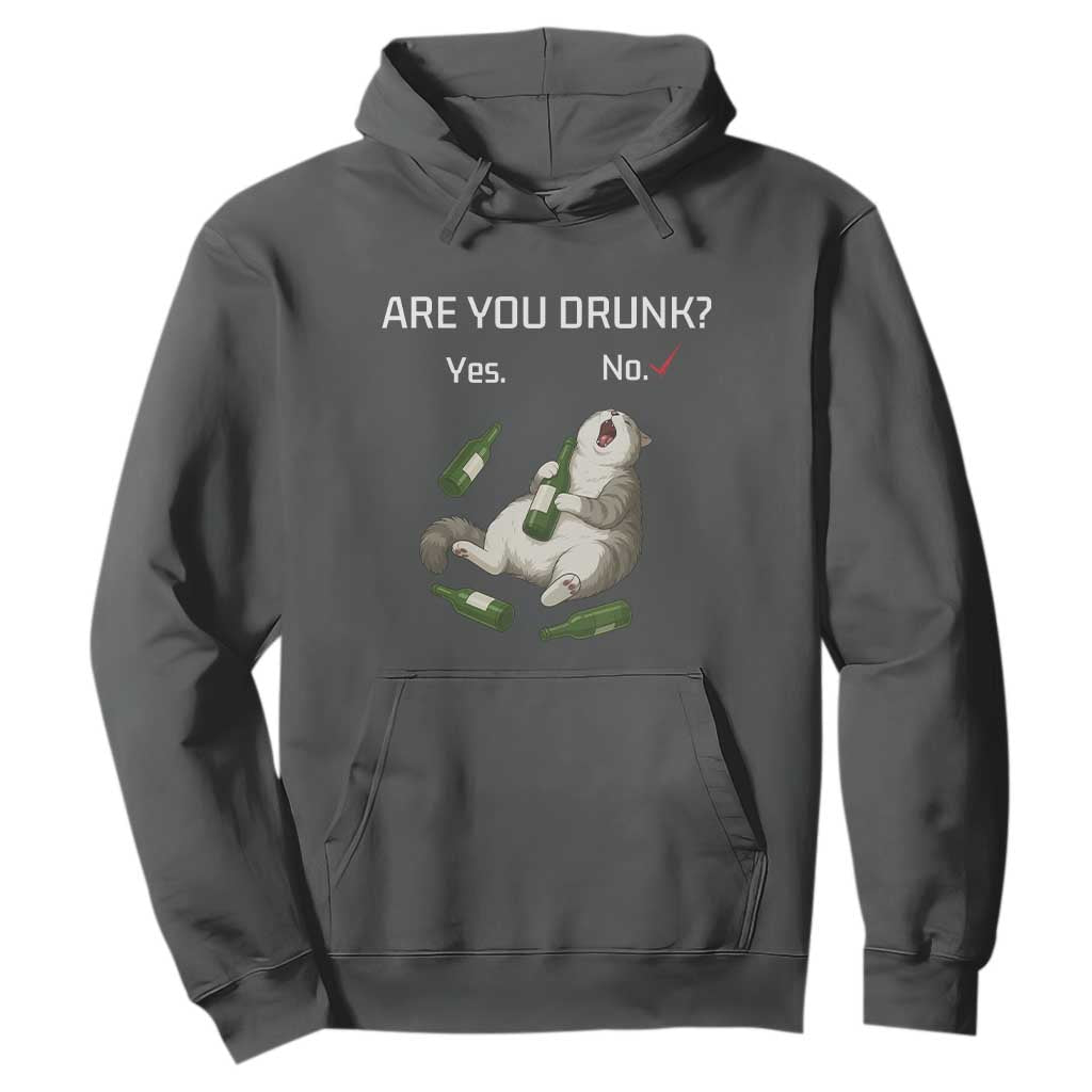 Cat Lover Humor Hoodie Are You Drunk Funny Beer Gift TS12 Dark Heather Print Your Wear