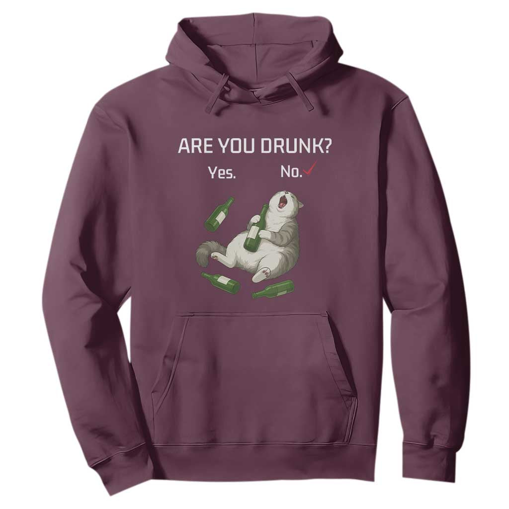 Cat Lover Humor Hoodie Are You Drunk Funny Beer Gift TS12 Maroon Print Your Wear