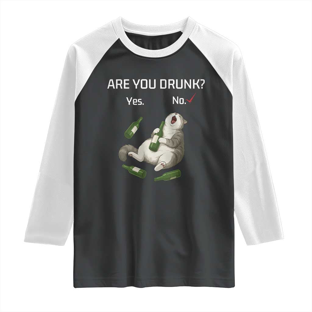 Cat Lover Humor Raglan Shirt Are You Drunk Funny Beer Gift TS12 Black White Print Your Wear