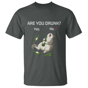 Cat Lover Humor T Shirt Are You Drunk Funny Beer Gift TS12 Dark Heather Print Your Wear