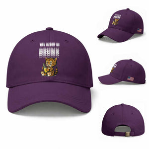 Funny Cat Drinking Beer Baseball Cap You Might Be Drunk TS12 Baseball Cap Universal Fit Purple Print Your Wear