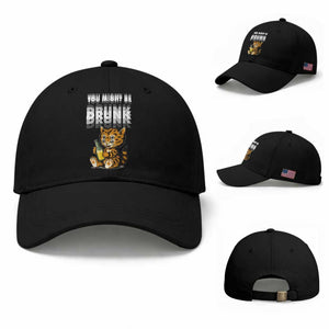 Funny Cat Drinking Beer Baseball Cap You Might Be Drunk TS12 Baseball Cap Universal Fit Black Print Your Wear