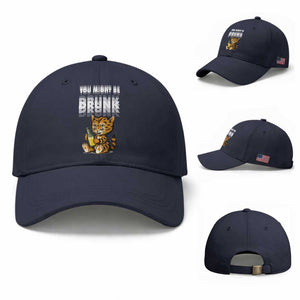 Funny Cat Drinking Beer Baseball Cap You Might Be Drunk TS12 Baseball Cap Universal Fit Navy Print Your Wear