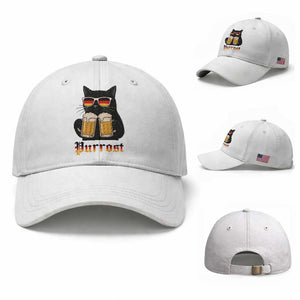 Oktoberfest Prost Cat Drinking Baseball Cap Funny Purrost German Beer Gift TS12 Baseball Cap Universal Fit White Print Your Wear