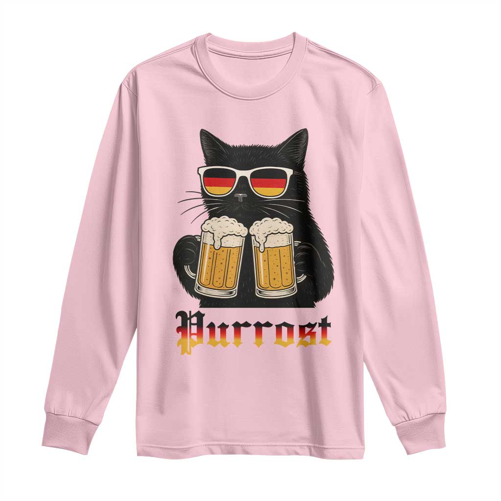 Oktoberfest Prost Cat Drinking Long Sleeve Shirt Funny Purrost German Beer Gift TS12 Light Pink Print Your Wear
