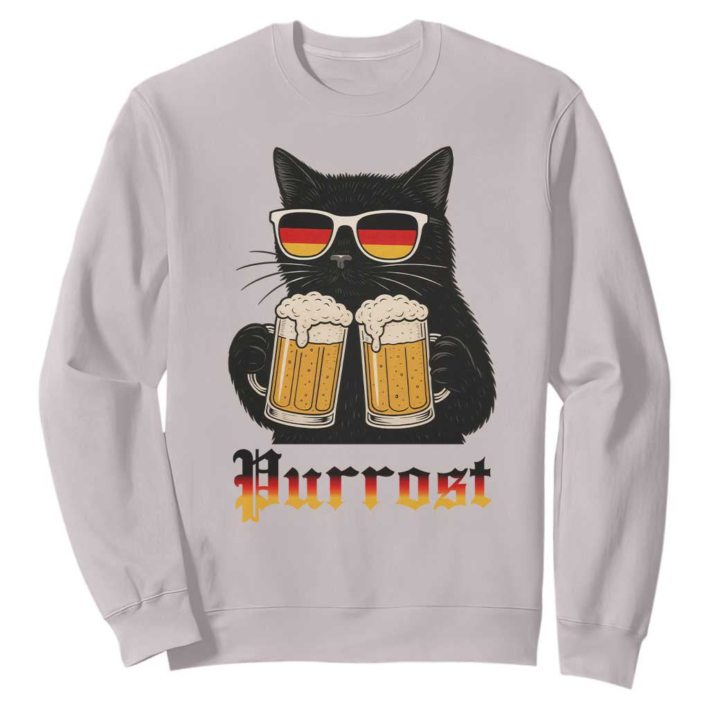 Oktoberfest Prost Cat Drinking Sweatshirt Funny Purrost German Beer Gift TS12 Ice Gray Print Your Wear