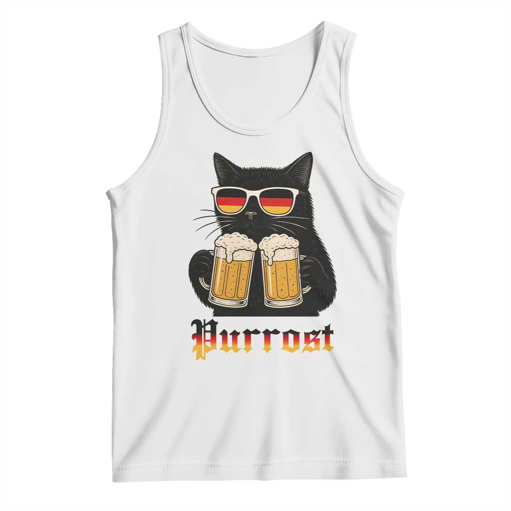 Oktoberfest Prost Cat Drinking Tank Top Funny Purrost German Beer Gift TS12 White Print Your Wear