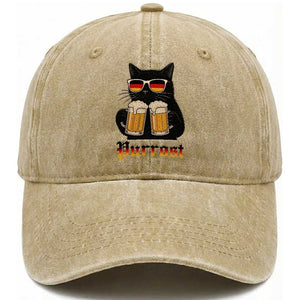Oktoberfest Prost Cat Drinking Washed Cotton Baseball Cap Funny Purrost German Beer Gift TS12 Print Your Wear