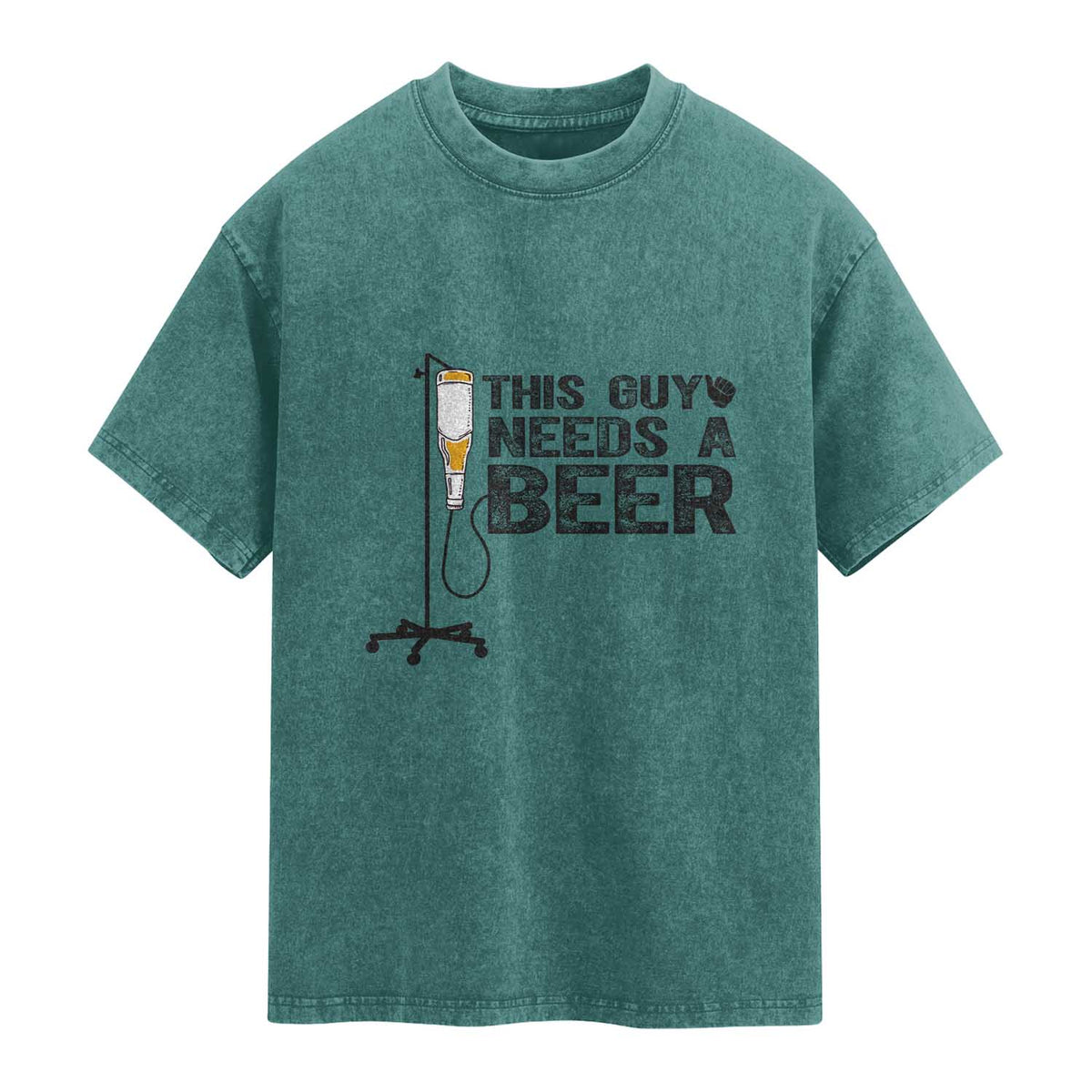 Funny Drinking Lover Washed Cotton T-Shirt This Guy Needs A Beer