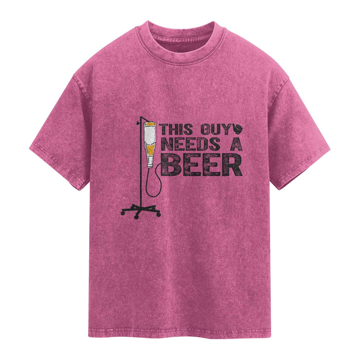Funny Drinking Lover Washed Cotton T-Shirt This Guy Needs A Beer