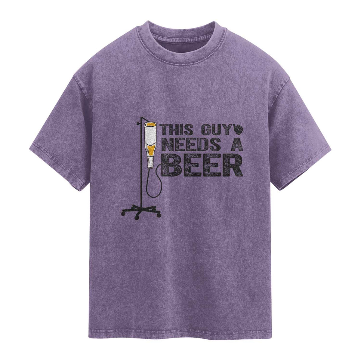 Funny Drinking Lover Washed Cotton T-Shirt This Guy Needs A Beer