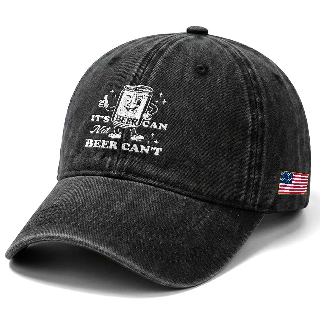 Funny Drinking Lover Washed Cotton Baseball Cap It Is Can Not Beer Can Not TS12 Print Your Wear