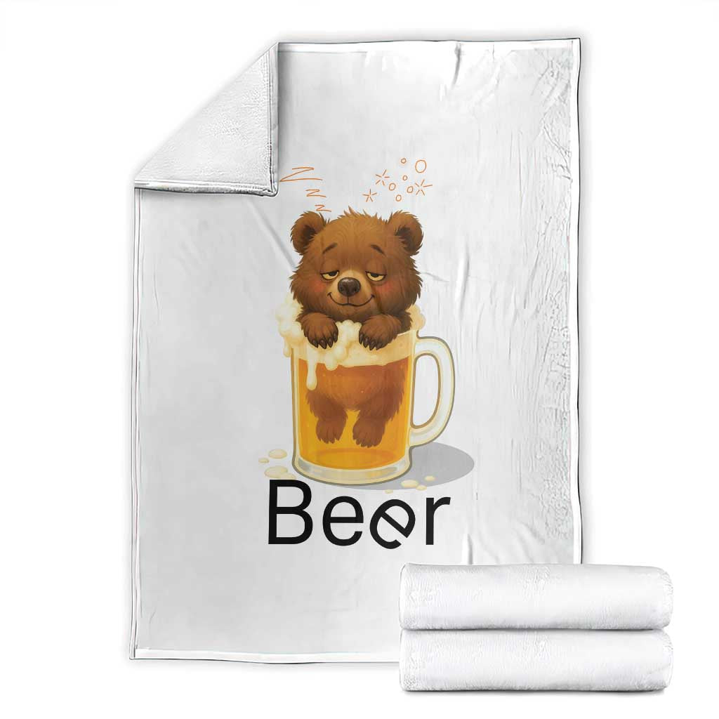 Funny Drinking Lover Throw Blanket Bear In Beer Glass TS12 White Print Your Wear