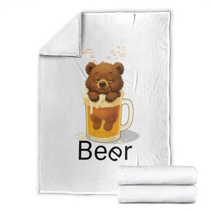 Funny Drinking Lover Throw Blanket Bear In Beer Glass TS12 White Print Your Wear