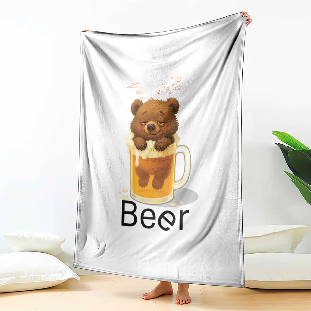 Funny Drinking Lover Throw Blanket Bear In Beer Glass TS12 Print Your Wear